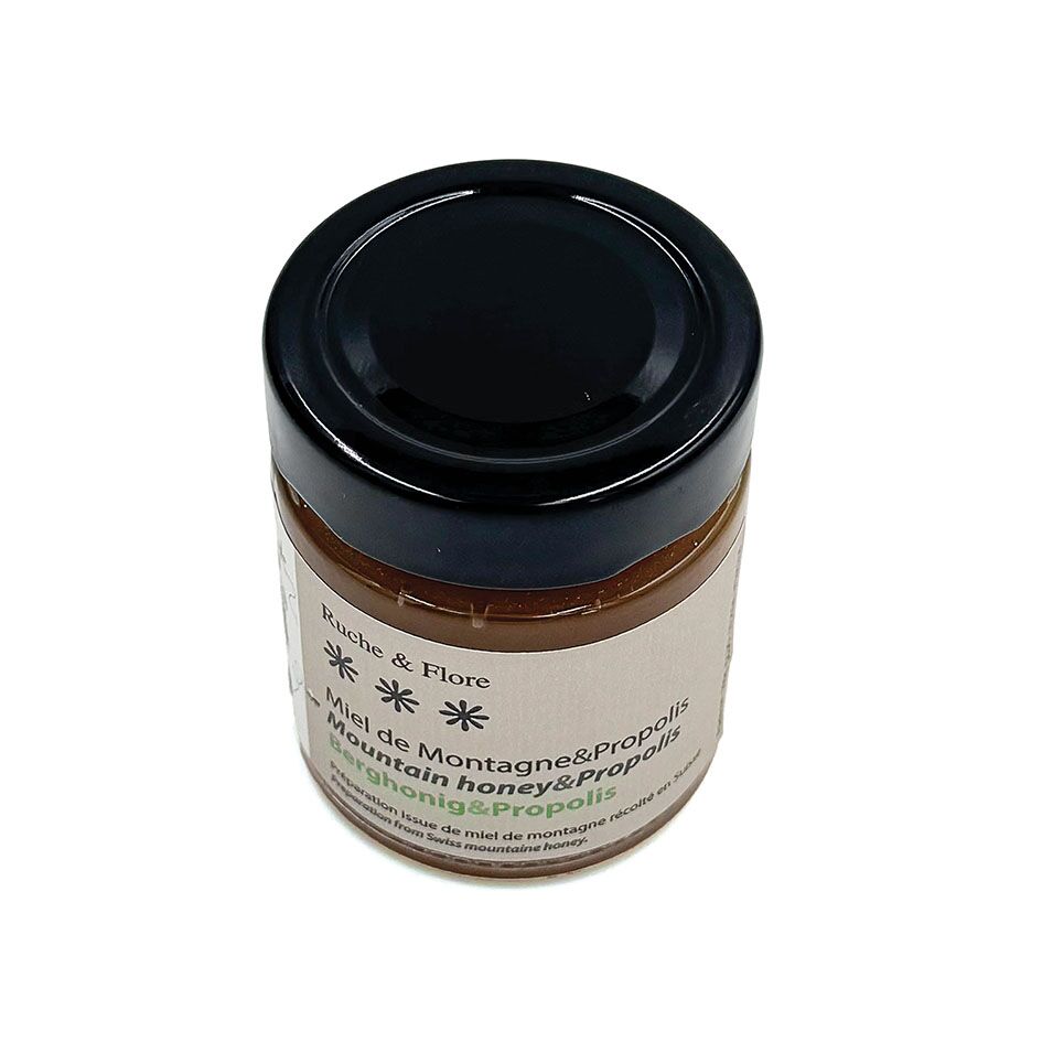Pot de 200g de préparation au miel de montagne et à la propolis